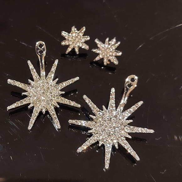 2 in 1 Star CZ Earrings - Picture 2 of 7